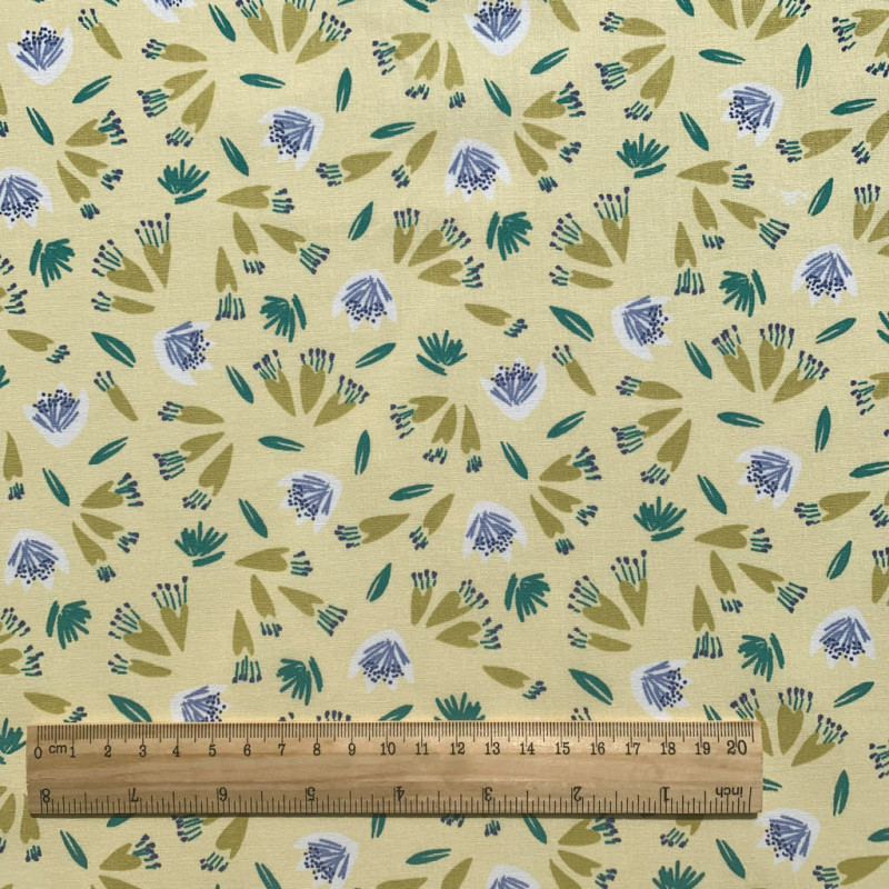 Printed Cotton WANGI Baby Pink / Forget-me-not Blue